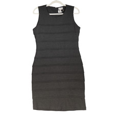 Marvin Richards Knit Dress Women Size 10 Gray Sheath Pencil Stretch
