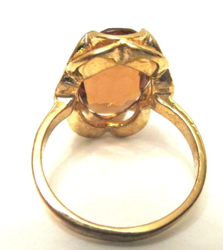 Anillo de cóctel para mujer talla 7 corte ovalado naranja citrino 14K GE banda Foto 4 de 4