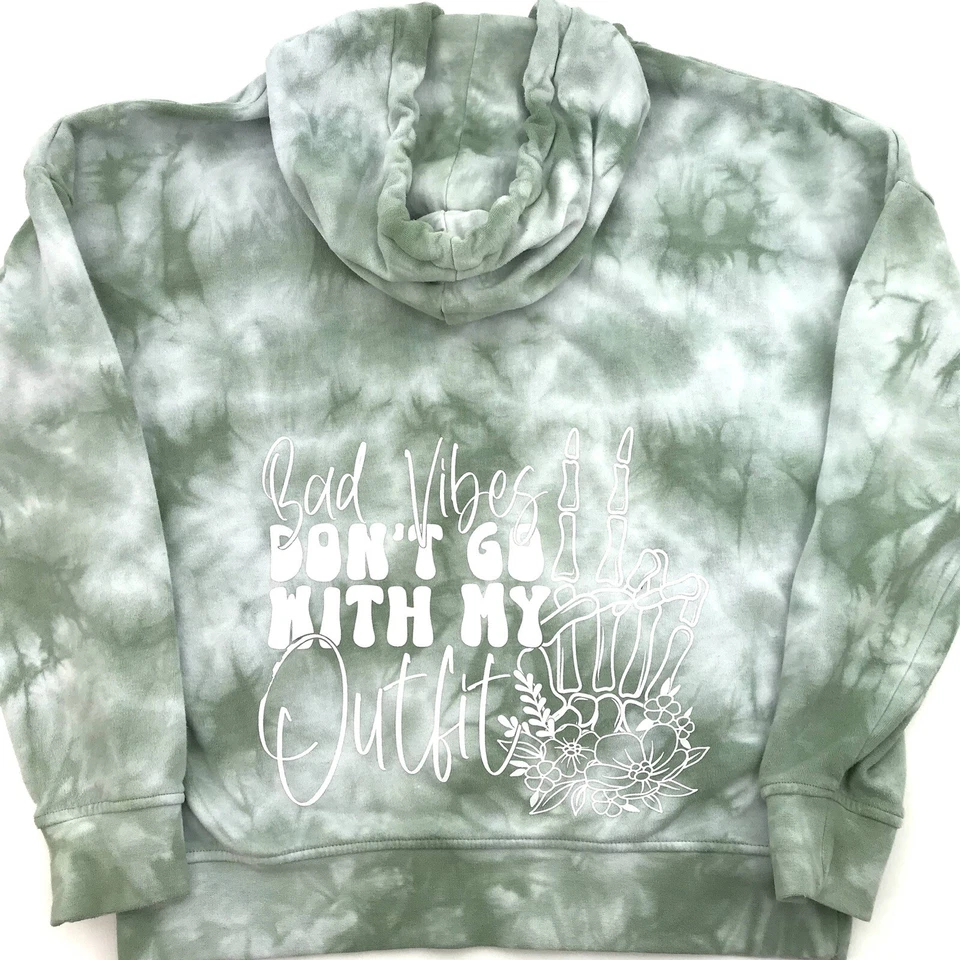 Empyre  Women’s Tie Dye Hoodie Sweatshirt Rose & Skeleton Graphic Design Size XS - Image 3 of 4