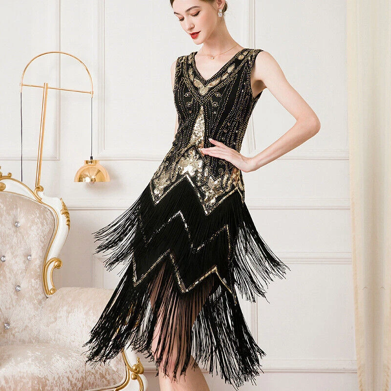 Women s 1920s Flapper Dress Vintage Swing Fringed Gatsby Roaring