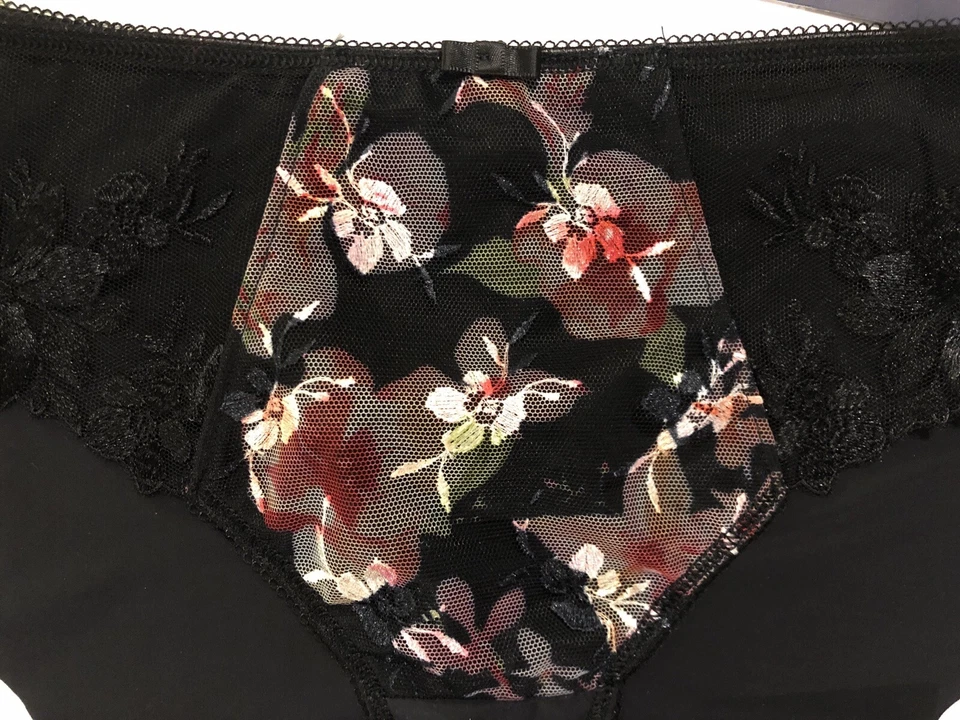 Bragas bordadas FANTASIE Annalise estampadas diseño suizo S UK 10 NEGRAS NUEVAS CON ETIQUETAS Foto 3 de 4