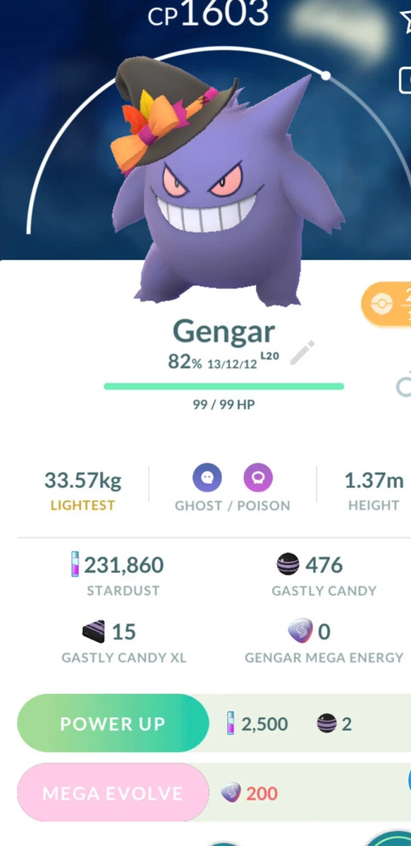 Pokemon Shiny Gengar Registered Or 30 Days Trade