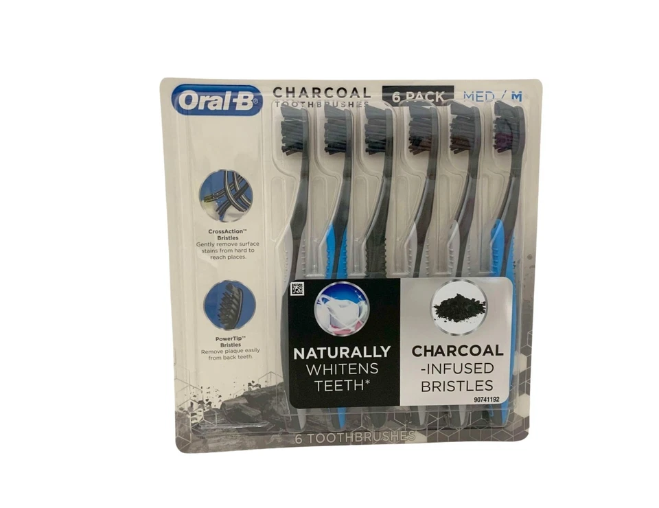 Cepillo de dientes Oral B carbón 6 piezas colores medios varían PowerTip y cerdas CrossAction Foto 2 de 3