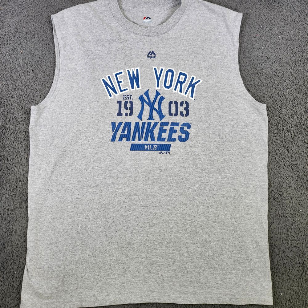 Majestic New York Yankees MLB Baseball Tank Top Athletic Gray XL/XG