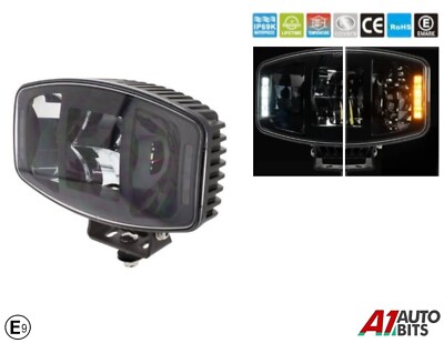 1X 10'' LED Jumbo Oval Spot Licht Weiß Bernstein DRL für LKW Traktor Kipper Emark