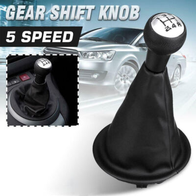 Speed Car Shift Knob Gear Stick Gaiter Cover Black For Peugeot