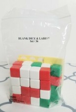 NEW Set of 36 Blank Dice Red White Green Dice Blank Stickers D D Games Math RPG