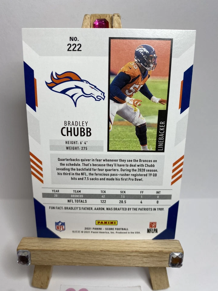 BRADLEY CHUBB 2021 Panini Score #222 GOLD Denver Broncos SP - Image 4 of 4