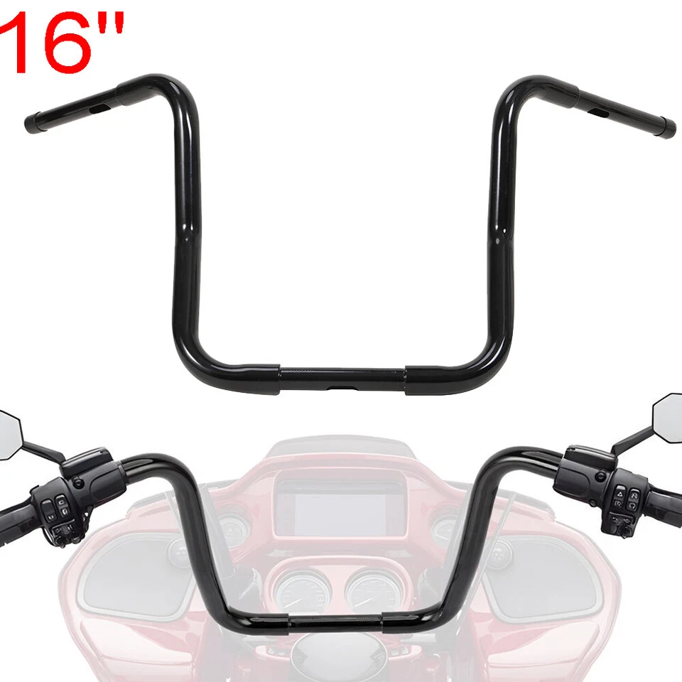 16'' Handlebar Fit For Harley-Davidson Ape Hanger Rise FLST FXST Sportster XL - Image 2 of 4