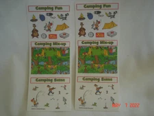 LOT 2 RARE 2013 IN-N-OUT BURGER CAMPING FUN STICKERS ACTIVITY SHEETS Made USA