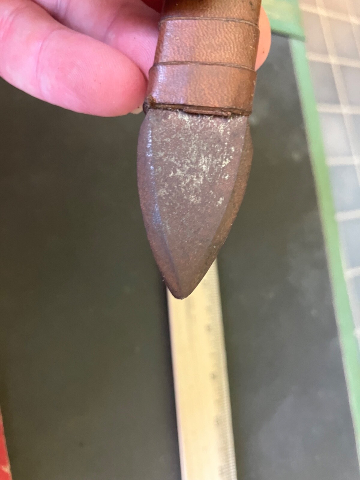 German throwing knife vintage pointed on hilt sheath leather handle