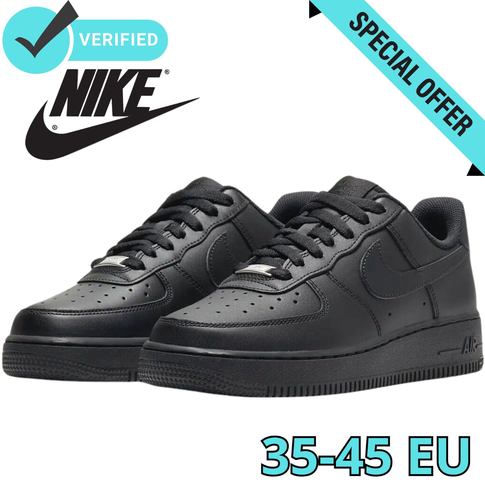 FILA Air Force 1 ‘07 Low Black Nero Uomo Donna Originali Con Scatola TG da 36 a 45