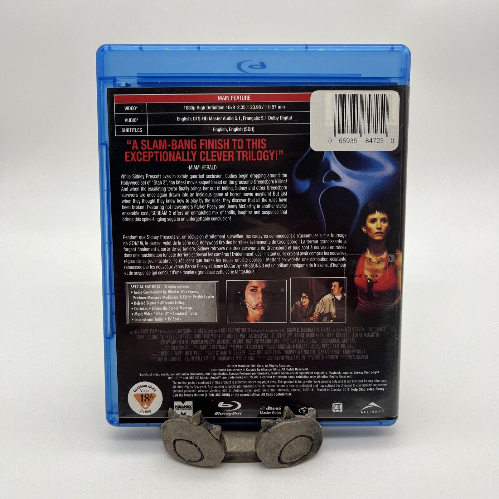 Scream 3 (Blu-ray, 2000) Neve Campbell Horror Alliance Miramax En/Fr OOP