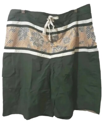 Extreme Limit Swimwear Board Shorts Mens 36 Green String Tie Pullup Pocket