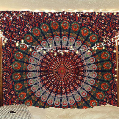 Handmade Indian Hippie Bohemian Psychedelic Peacock Mandala Wall Hanging College