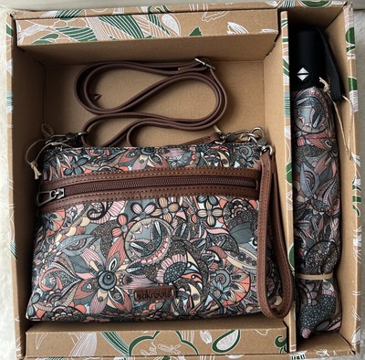 Sakroots Gift Set Campus Mini Crossbody & Umbrella Sienna Spirit Desert Repreve