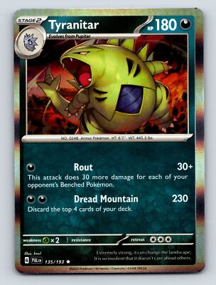 Stage 2 Tyranitar HP 180 Rout Dread Mountain Attack Rarity Green