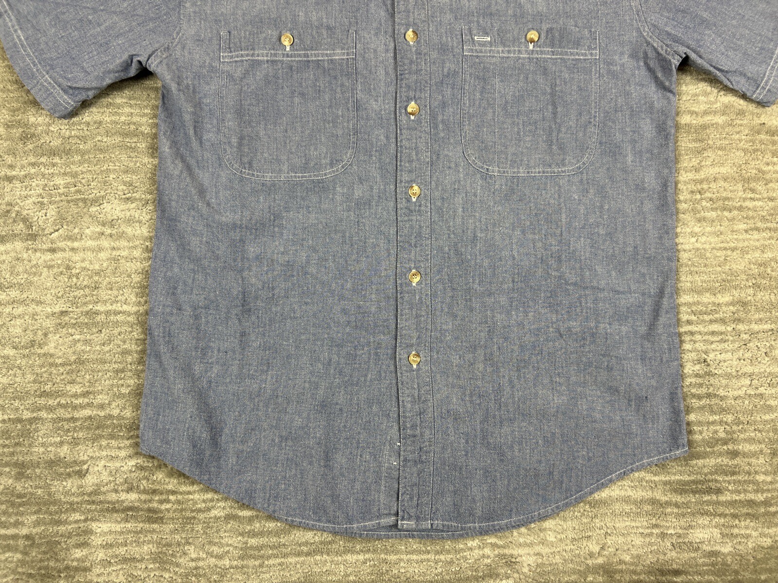 Camicia vintage Adirondack By Savile fila uomo 2XL blu manica corta bottoni casual