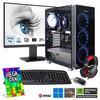 Hyrican MegaDeal Gaming-PC Draco XD SET2478 7373 + MSI PRO MP2412DE + Maus, T...
