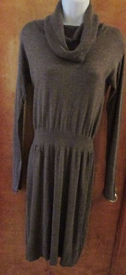 Ladies ''daisyfuentes''  S, Cocoa, Turtleneck,Pullover, Long Sleeve, Sweater Dress