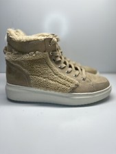 Marc Fisher Women's Fellow Sherpa High Top Sneakers Boots Beige Size 9.5 H5 