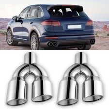For Porsche Cayenne Quad Exhaust Pipe Tips 2.5" Inlet 3.5'' Outlet Dual Wall