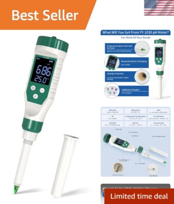 Digital pH Meter for Food, Food pH Meter High Accuracy Waterproof Food pH Tes...