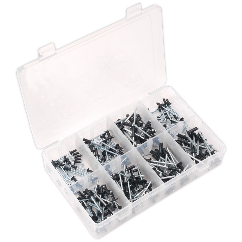 Sealey Rivet Assortment 200pc Black Anodised