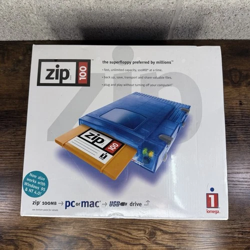 Iomega Zip 100 Portable USB Drive PC or Mac Compatible New in Box Factory Sealed