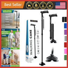 Foldable Adjustable Walking Cane for Seniors - Heavy Duty, Pivot Tip, Free Stand