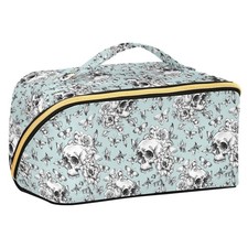 Makeup Organizer Bag, Vintage Goth Skull Travel Makeup Bags Makeup Vanity Cas...