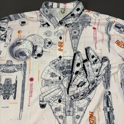 mens star wars dress shirt Star Wars Mens Blueprint Button Up Shirt Black S