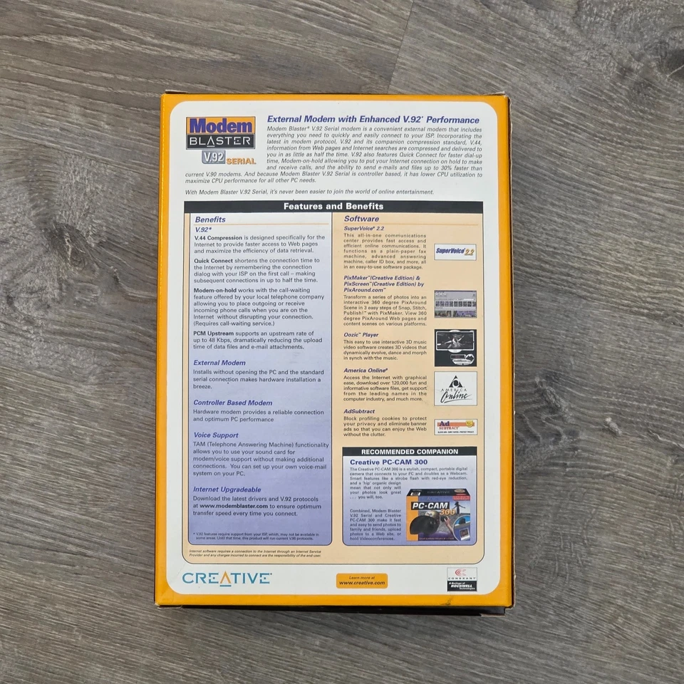 NEW Creative Modem Blaster V.92 Serial External 56K Dial-Up Modem NIB Retro PC - Image 3 of 4