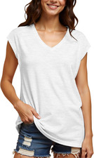 Women'S Solid Color T-Shirt Casual Summer Short Sleeve Crewneck Loose Casual Bas