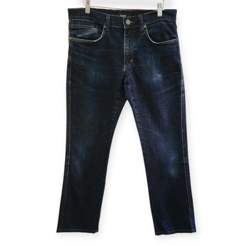 Z Zegna Men Distressed Slim Fit Stretch Indigo Luxury Designer Preppy Jeans Mens - Image 2 of 4