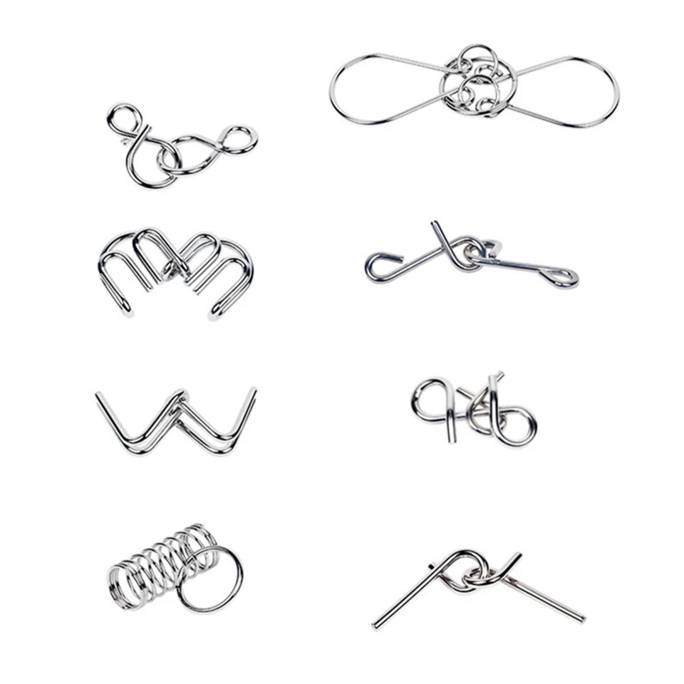 8 IN 1 Metal Craft Chinese Ring Puzzle IQ Brain Teaser Kid Adult Educational Toy - Image 4 of 4