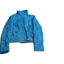 Giacca di pelle "Nuova" Carrie Hoxton modello Francia biker,giacca blu,taglia 8