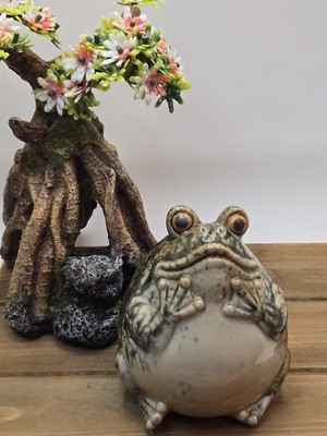 Ceramic Frog Figurine Chunky whimsical Ceramic earthly glaze 