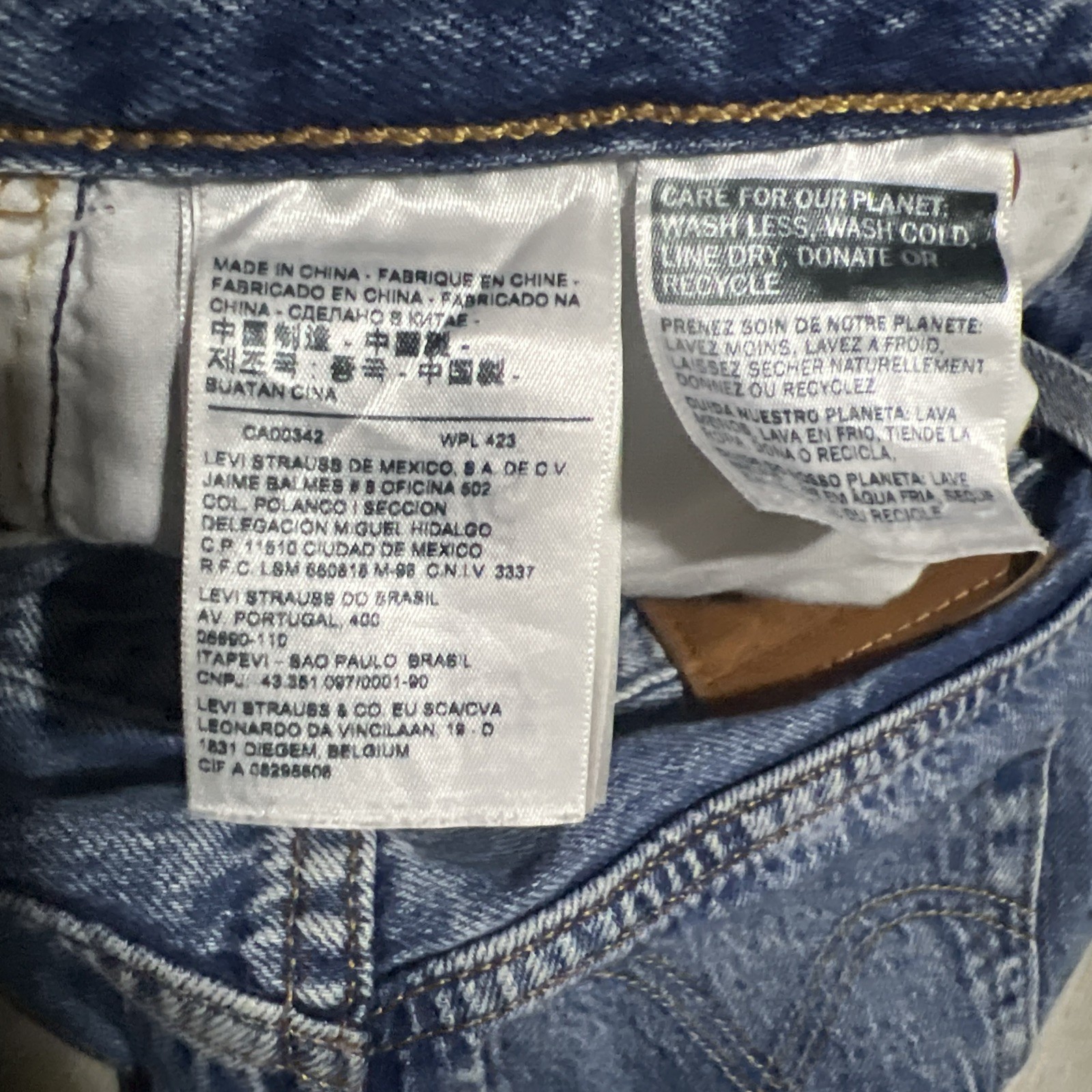 Levi’s Jeans Womens Size 25 (25x23) Blue BIG E Ribcage Pleated Crop Wide Leg EUC image 9
