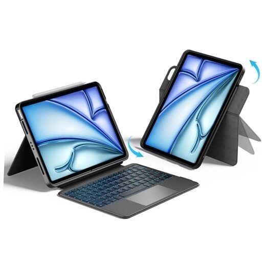 Rotatable Magnetic Keyboard Case for iPad Air 11 M2 2024 with Detachable Design