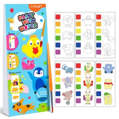 YPLUS Pocket Paint with Water Book for 19×8cm-20pages, Animals Camera 