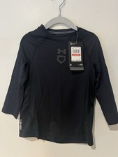 NWT Under Armour Youth XS Boys Fitted ISO Chill 3/4 Black Tee Baseball Shirt Top