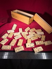 Handcrafted Wooden Domino Set With Storage Box - natural wood finish    39-27