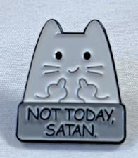 Enamel Pin Lapel Cat Feine Not Today Satin Middle Finger Up Funny 1.25"