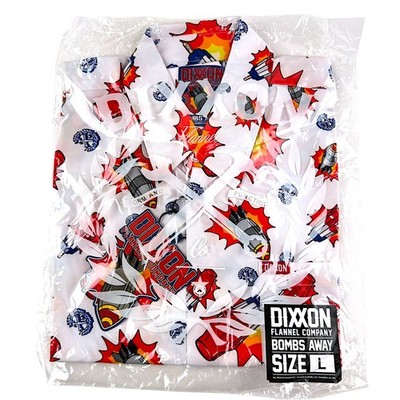 Dixxon Flannel ''Bombs Away'' Men's LARGE White Red Short Sleeve Party Shirt