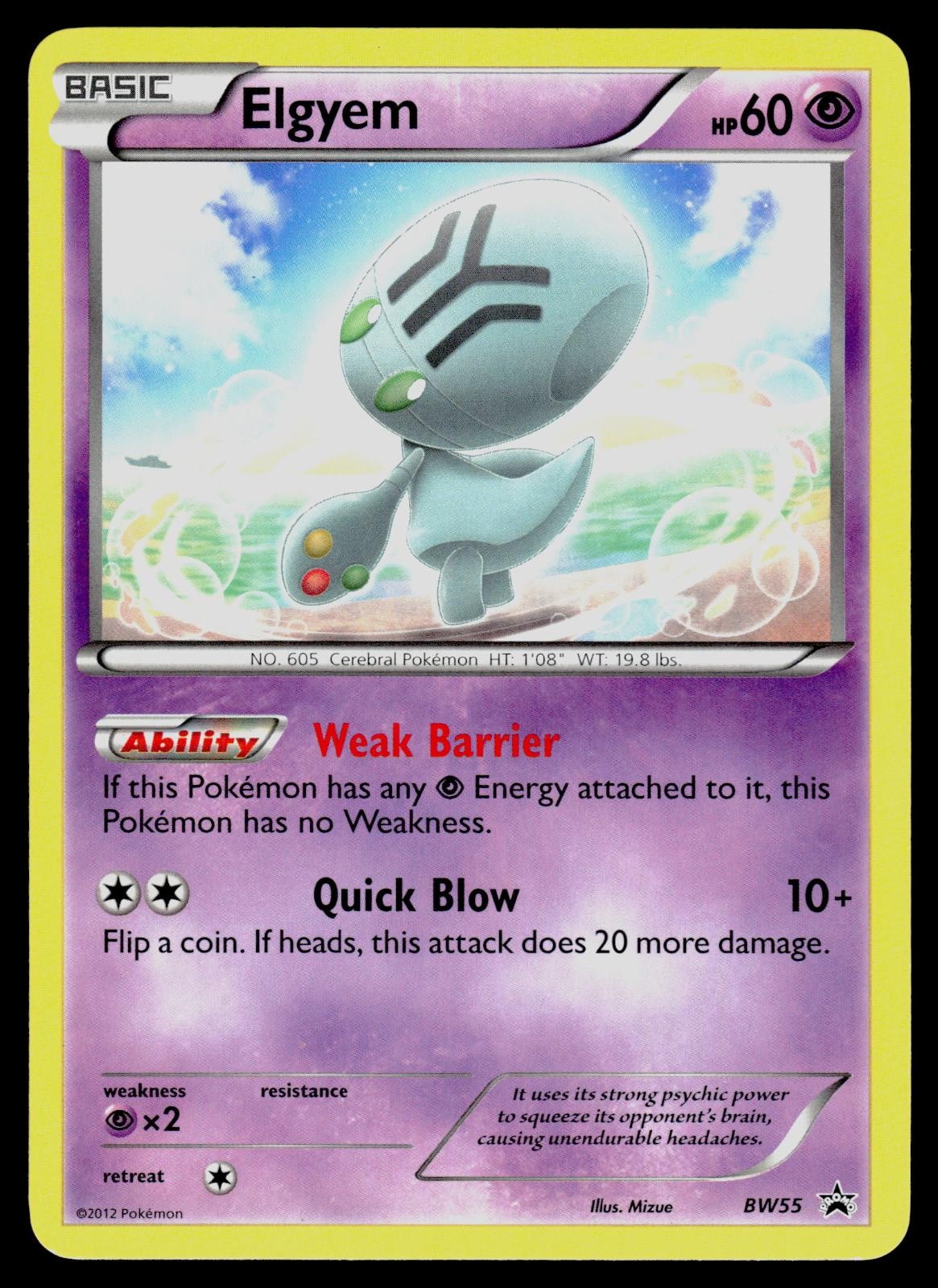 Elgyem BW55 Promo Black And White Promo Pokemon Lightly Played