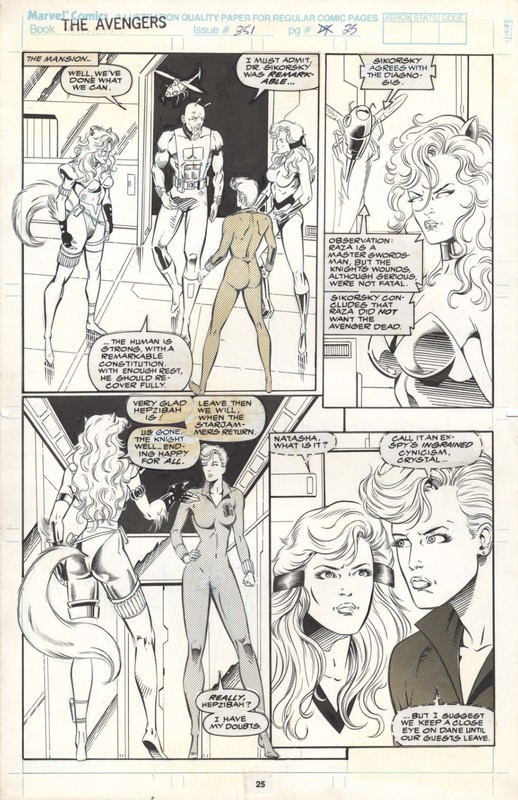 West AVENGERS 351 pg 25 SEXY BLACK WIDOW, CRYSTAL, HEPZIBAH & SIKORSKY WOW 1992