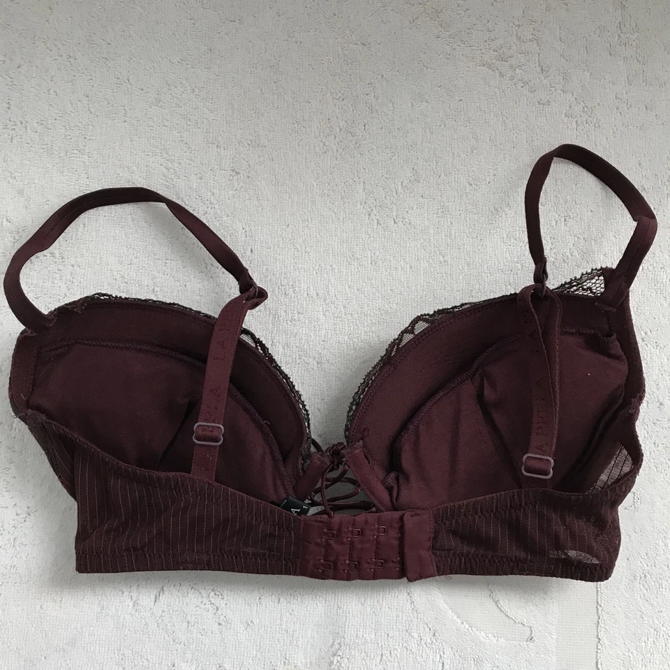 Sujetador para mujer La Perla 32D borgoña encaje push up acolchado demi encaje sujetador Foto 2 de 4