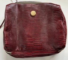 Est e Lauder Large Red Croc Cosmetic Make Up Case Travel Bag 12" x 11" x 4"