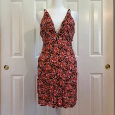 NWT Free People Intimately Ethereal Red/Black Floral Slip Dress Sz Small